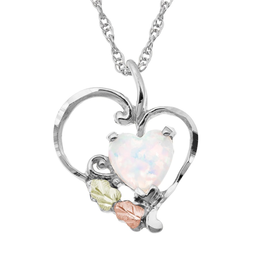 Landstrom’s Original Black Hills Gold on Silver Opal Heart Pendant - MRLPE628