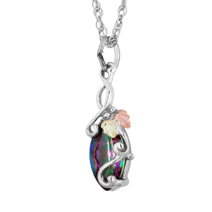 Landstrom’s Original Black Hills Gold on Silver Marquise Mystic Fire Topaz Pendant - MRLPE968-471