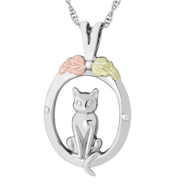 Cat Sitting in Oval Frame Pendant