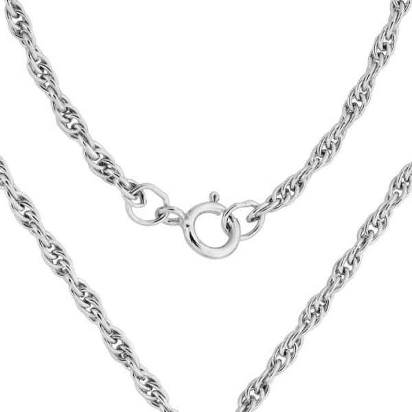 Sterling Silver Rhodium Plated Heavy Filled Rope Chain