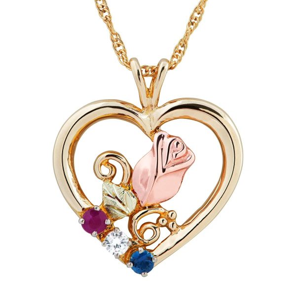 Landstrom's Black Hills Gold Rose in Heart Pendant