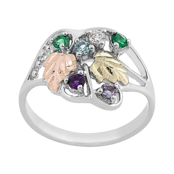 TRJ Black Hills Gold on Silver Organic Swirling Vines Ring