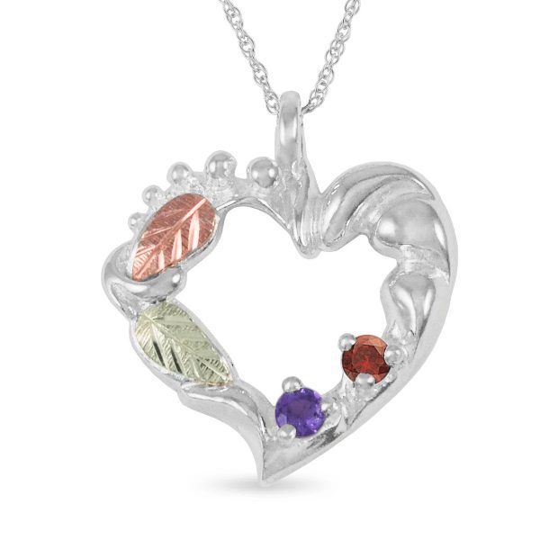 TRJ Black Hills Gold on Silver Family Heart Pendant
