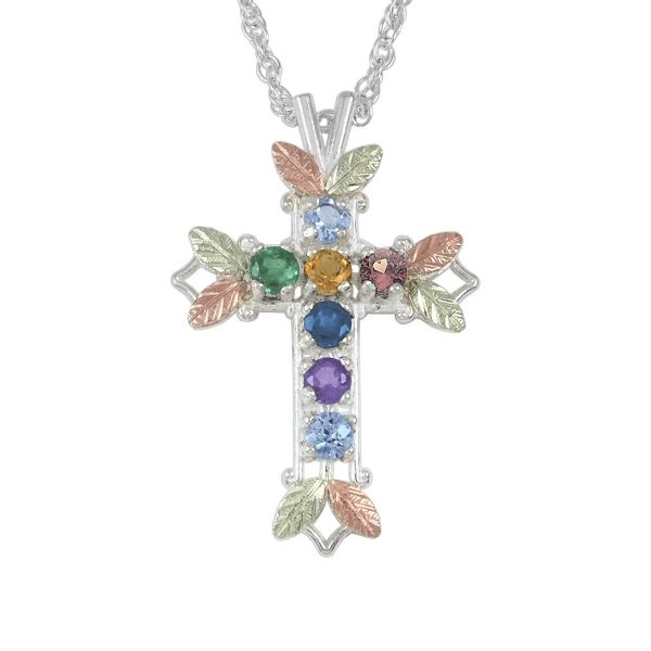 TRJ Black Hills Gold on Silver Open Cross Pendant
