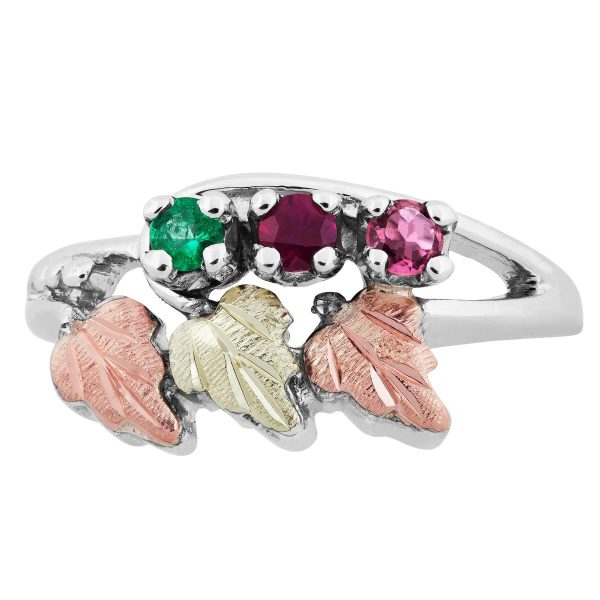Landstrom's Black Hills Gold on Silver Triple Leaf Ring