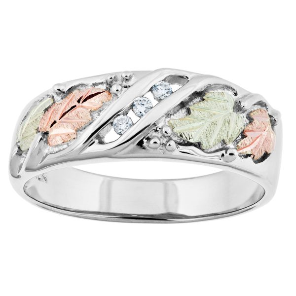 Black Hills White Gold by TRJ Triple Diamond Men's Wedding Ring