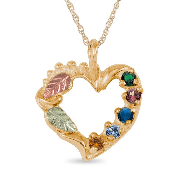 TRJ Black Hills Gold Family Heart Pendant