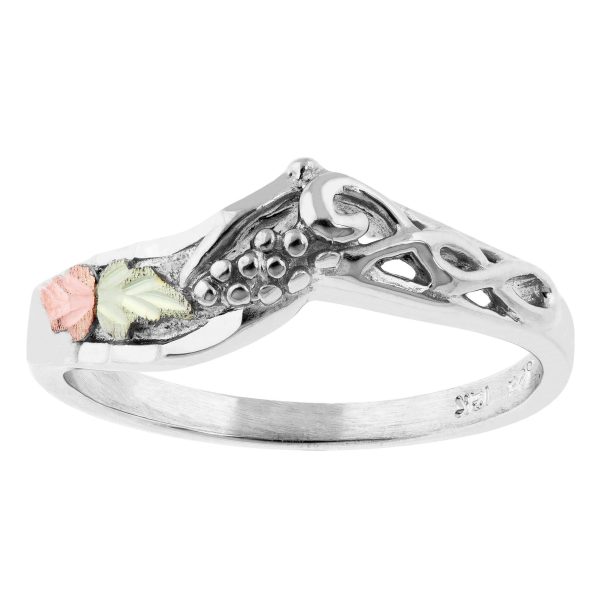 Wedding Band, Sterling silver · 12K leaves